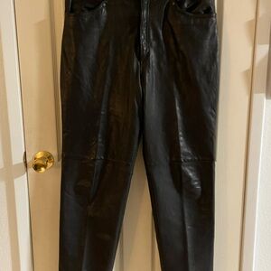 Vintage Black Leather Pants Men’s Size 34x31 Made In France in the 40s-50s